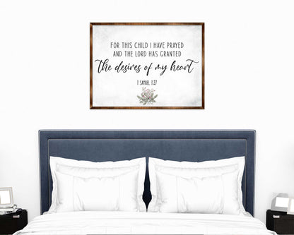 The Desires of My Heart - Wooden Nursery Room Decor - Samuel 1:27 - Contemporary decor - Religious wall art - 310339