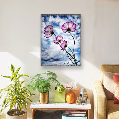 Flowers and Sky Art Wooden Wall Art by Nature Wonders - Nature Wildlife Decor by Jody Bergsma - 95393B