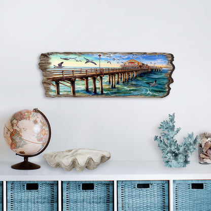 Pier Panorama Wooden Wall Art by G. DeBrekht Coastal Decor - 8491103W