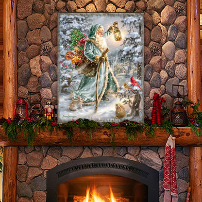 Saint Nicholas Wooden Wall Art by D. Gelsinger - Christmas Santa Snowman Decor - 95679B-DG
