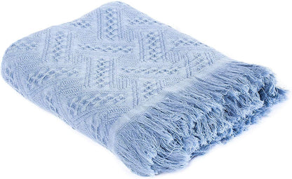 Kasentex Lightweight Cotton Throw Blanket - Soft Decorative Blanket for Sofa or Bed