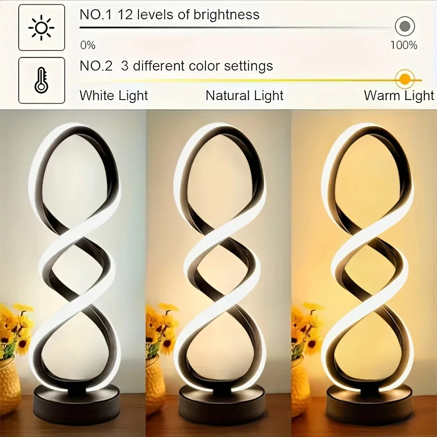 Set of two dimmable modern spiral lamps
