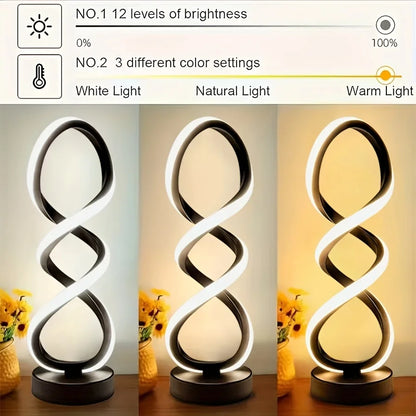 Set of two dimmable modern spiral lamps