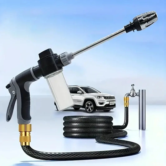 Portable high-pressure spray gun with adjustable nozzle