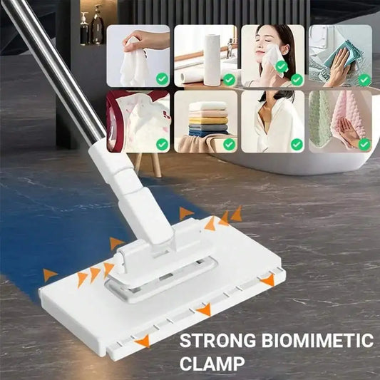 Automatic mini mop with snap grip cleaning cloths
