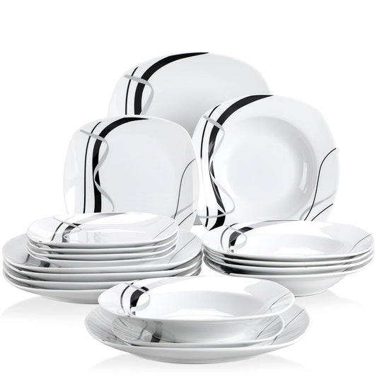 Porcelain Ceramic Black Line Kitchen Tableware