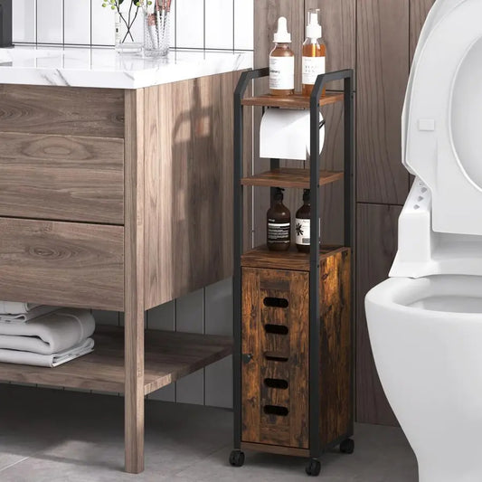 Small Toilet Paper Holder with 4 Wheels,
