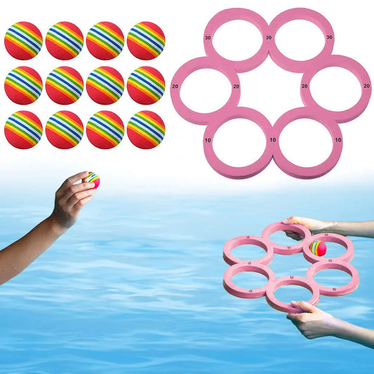 Floating Pool Ring Toss Game with Balls