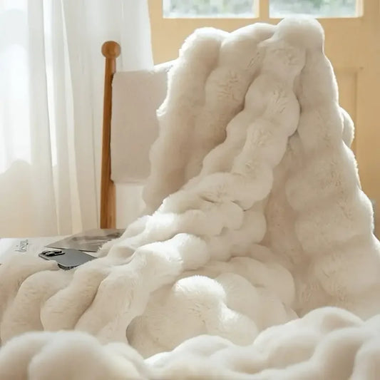 Soft, Warm, Cozy Faux Rabbit Fleece Blanket