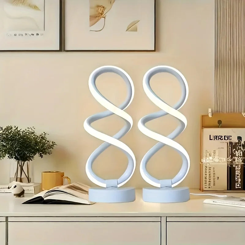 Set of two dimmable modern spiral lamps