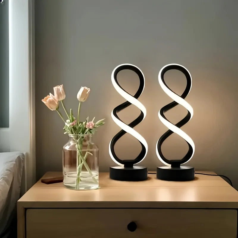 Set of two dimmable modern spiral lamps