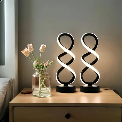 Set of two dimmable modern spiral lamps