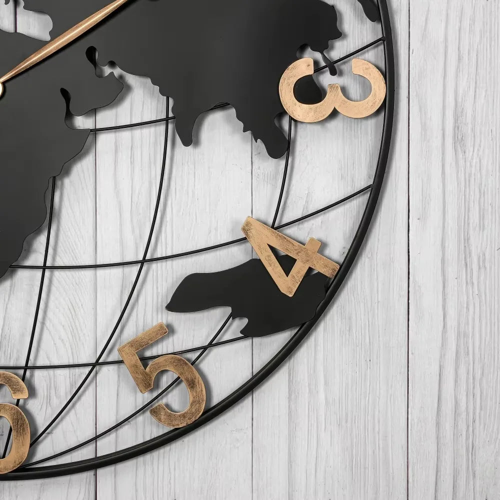 36 Inch World Map Wall Clock - Arabic Numeral