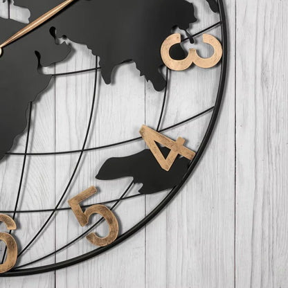 36 Inch World Map Wall Clock - Arabic Numeral