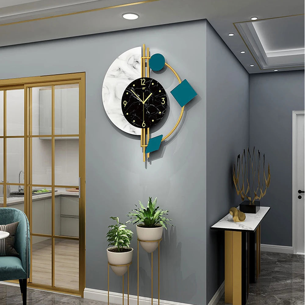 Creative Semicircle Marble Quartz Wall Clock