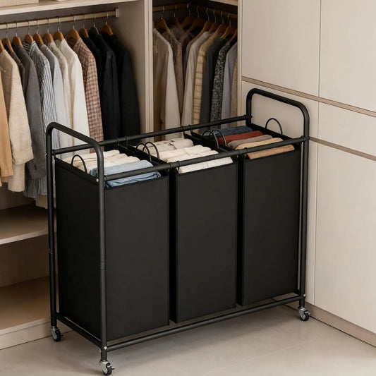 Rolling 3-Bag Laundry Sorter with Removable Bags