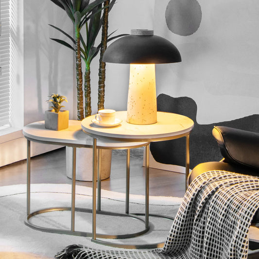 Modern marble nesting coffee table set of two
