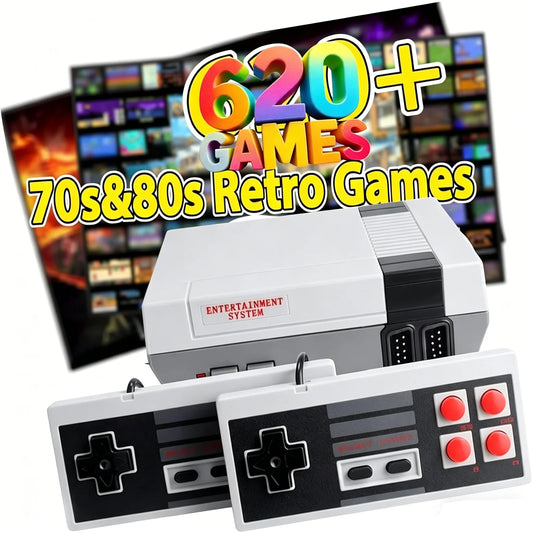 8-bit retro plug-and-play game console with built-in games