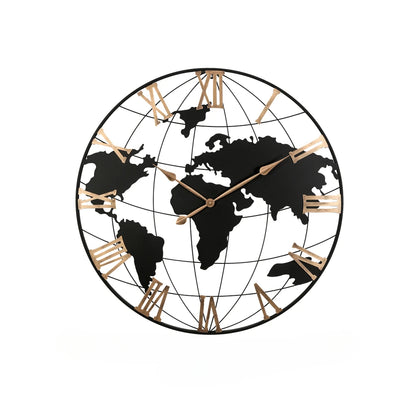 36 Inch World Map Wall Clock - Arabic Numeral