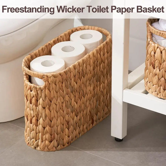 Wicker Toilet Paper Storage Basket with  Handles,