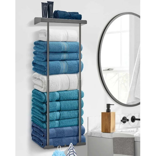 Bathroom wall mounted decorative towel rack