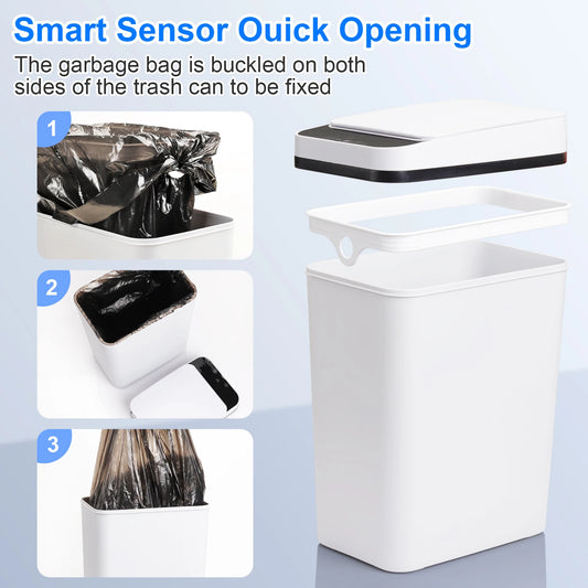 2-pack touchless motion sensor bathroom trash cans with lids
