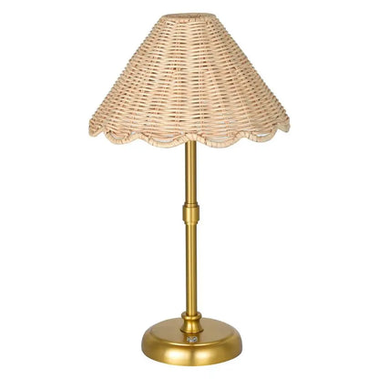 Rechargeable boho rattan lamp with dimmable LED