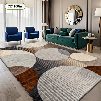 Washable geometric plush rug for indoor and outdoor use