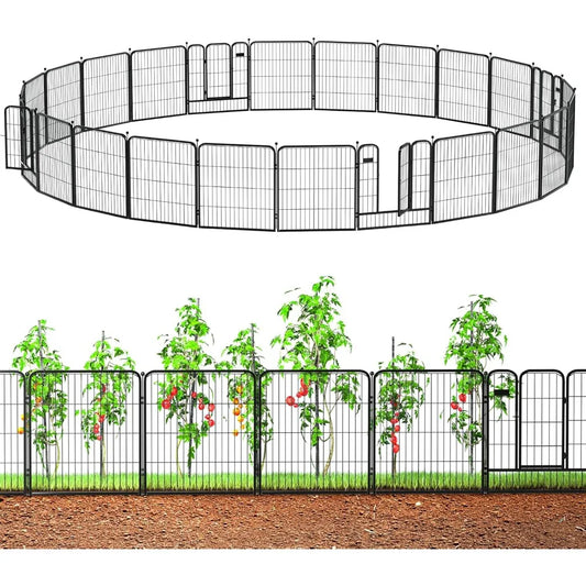 Heavy-duty decorative metal garden fence with gate