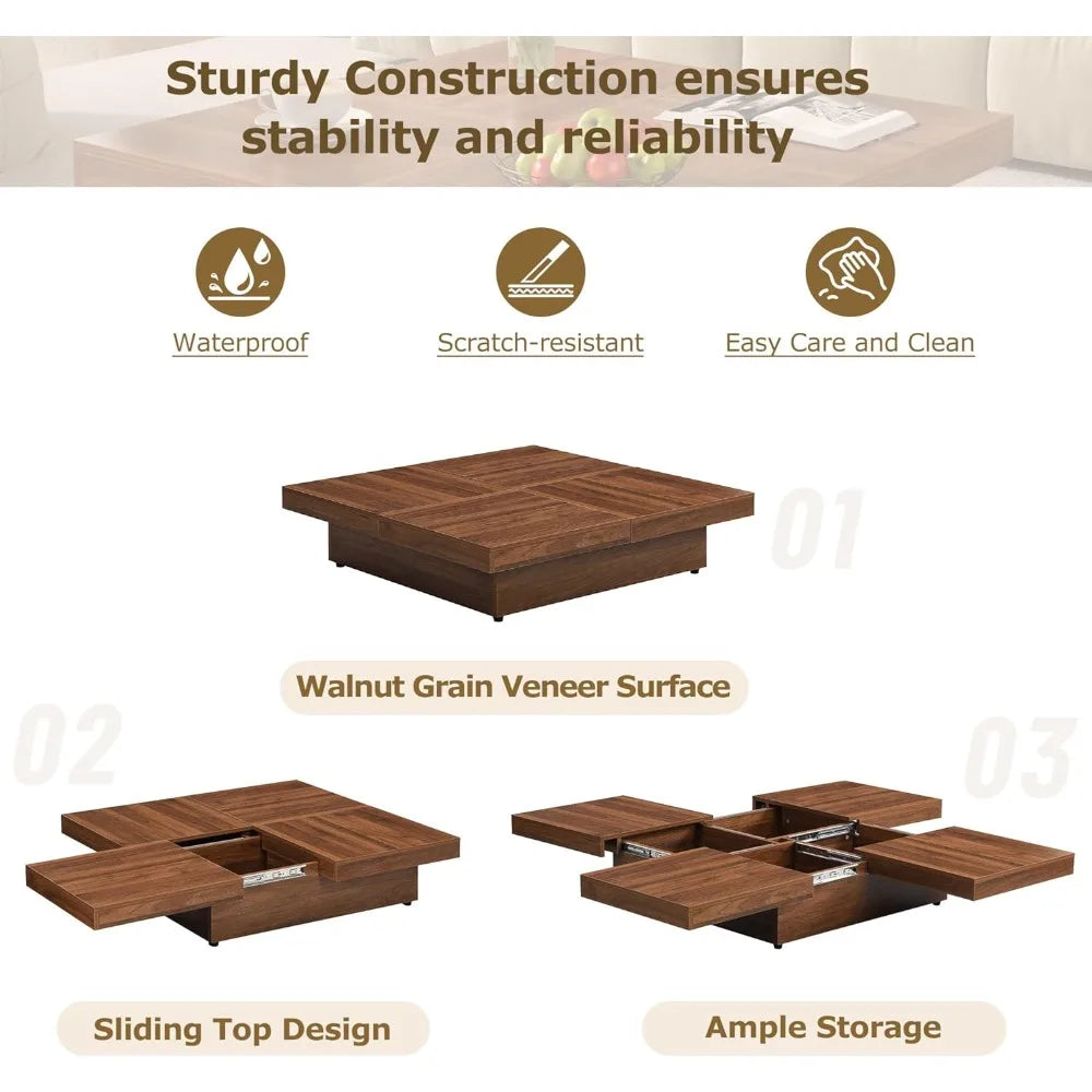 Coffee Table with Sliding Top for Storage