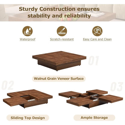 Coffee Table with Sliding Top for Storage