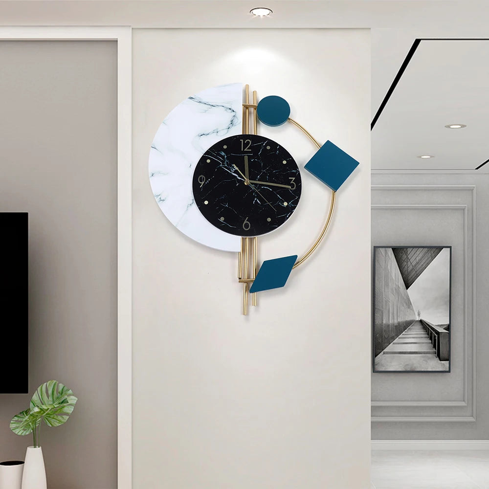 Creative Semicircle Marble Quartz Wall Clock