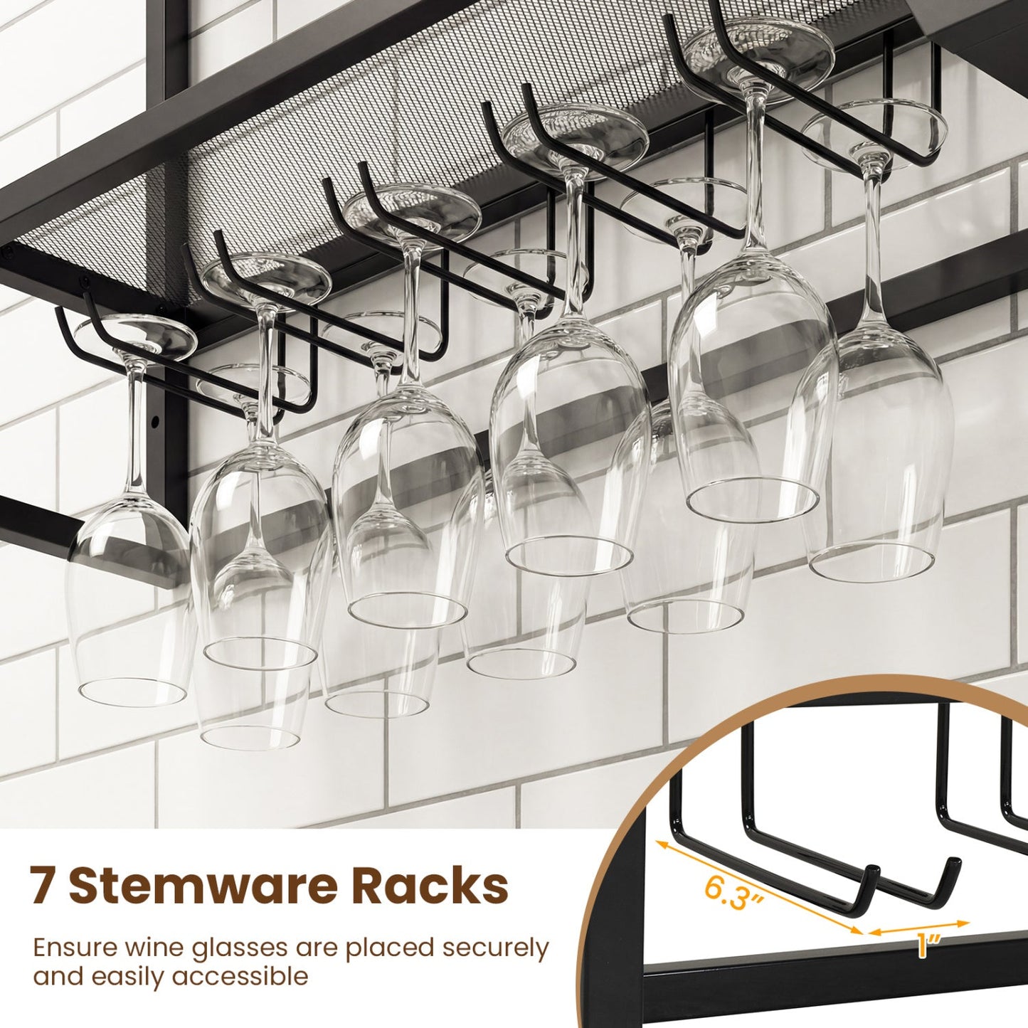 Wall Mounted Wine Rack 47" Large Floating Bar Shelves