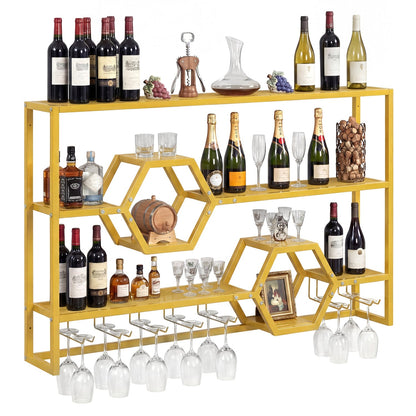 Wall Mounted Wine Rack 47" Large Floating Bar Shelves