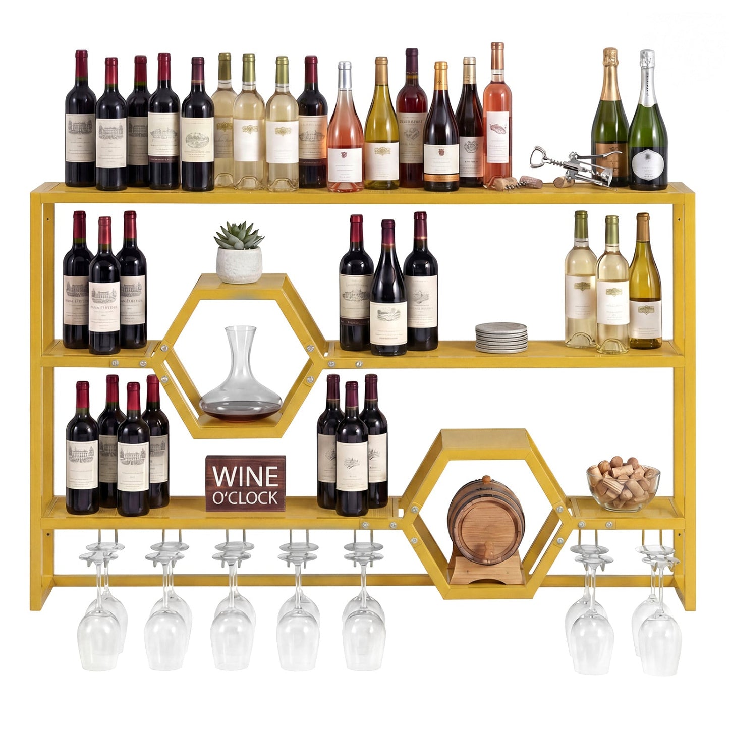 Wall Mounted Wine Rack 47" Large Floating Bar Shelves