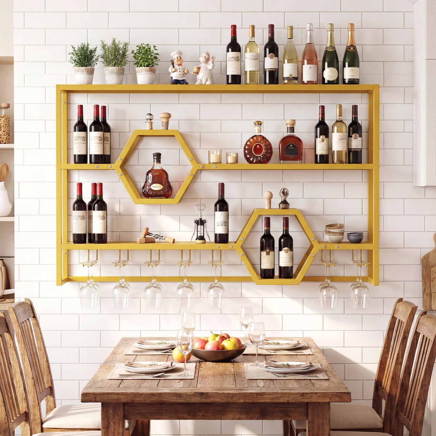 Wall Mounted Wine Rack 47" Large Floating Bar Shelves