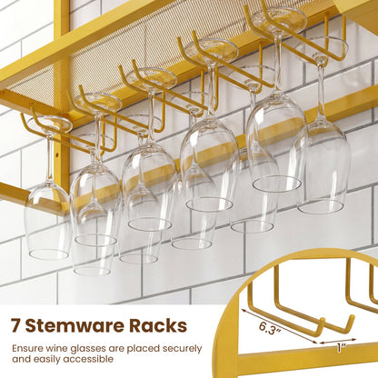 Wall Mounted Wine Rack 47" Large Floating Bar Shelves